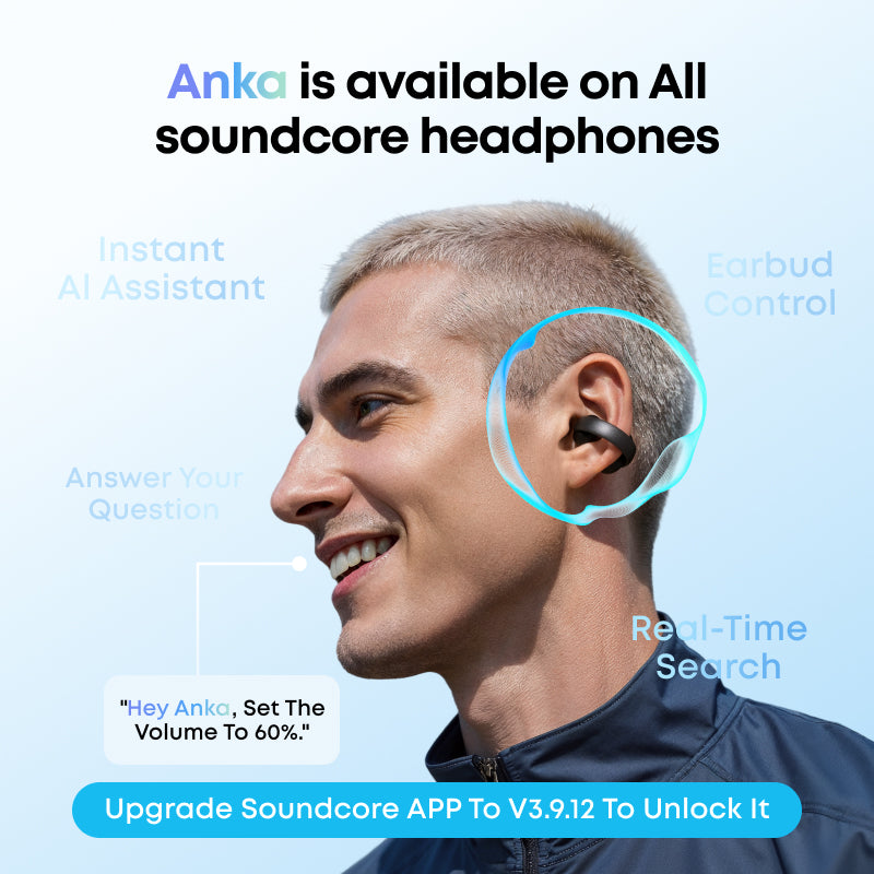 Soundcore AeroClip by Anker, Open-Ear Earbuds, Clip-On Headphones, Adaptive Comfort, Clear Calls with 4 Mics and AI, Stable Fit, 12mm Drivers for Powerful Bass, Hi-Res, Open-Ring Design - A3388