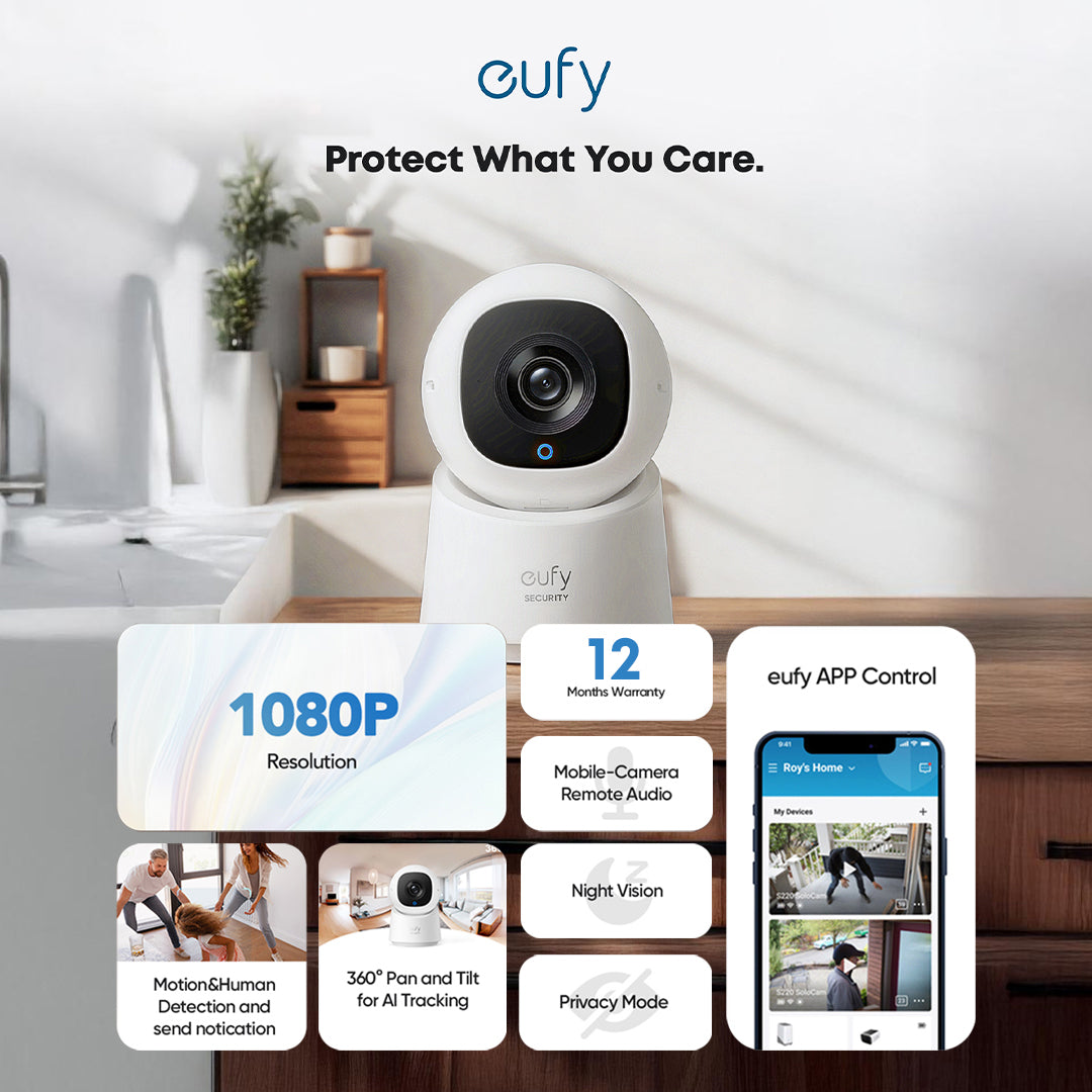 Eufy Security Indoor Camera C210 1080P Resolution Security Camera with 360 PanTilt, Wireless CCTV Camera