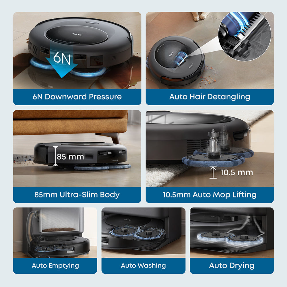 Eufy Robot Vacuum Omni C20 with All-in-One Station, 3.35-Inch Ultra-Slim Body, Mop Combo, Self Emptying, Auto Mop Washing and Auto Drying for Hands-Free Cleaning, 7000 Pa Powerful Suction - T2280