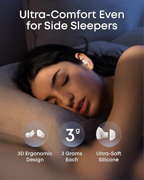 Soundcore Sleep Buds A30 by Anker Sleep Earbuds, Smart Active Noise Cancelling Sleep Headphones, Adaptive Snore-Masking System, Ultra-Comfort for Side Sleepers, 45H Playtime - D1301