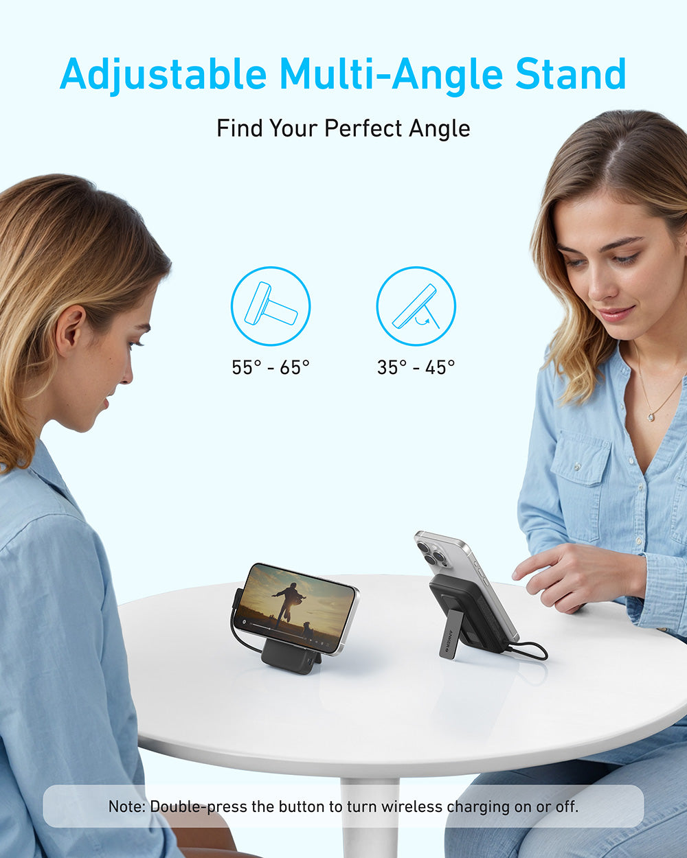 Anker Zolo Magnetic Power Bank 10.000mAh Wireless Portable Charger with 30W Max Fast Charging Battery Pack with Built-in USB-C Cable and Adjustable Stand