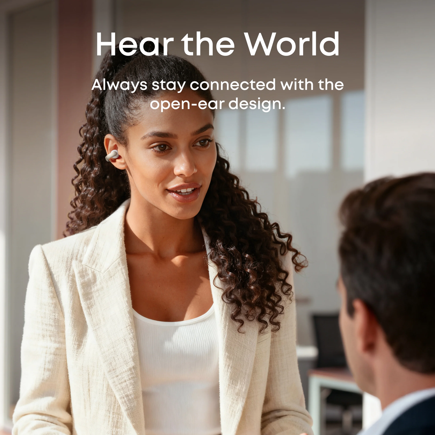 Soundcore AeroClip by Anker, Open-Ear Earbuds, Clip-On Headphones, Adaptive Comfort, Clear Calls with 4 Mics and AI, Stable Fit, 12mm Drivers for Powerful Bass, Hi-Res, Open-Ring Design - A3388