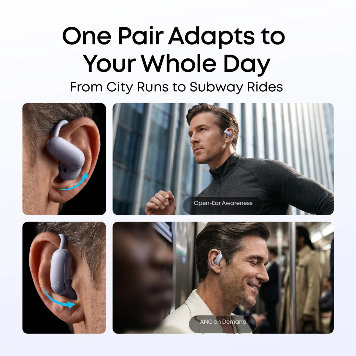 Soundcore AeroFit 2 Pro Headphones with 2 Wearing Modes 2-in-1 Open-Ear Headphones & Semi-In-Ear ANC 3.0 Bluetooth 6.1 Hi-Res LDAC Spatial Audio AI Calls IP55 34h Playtime - A3875