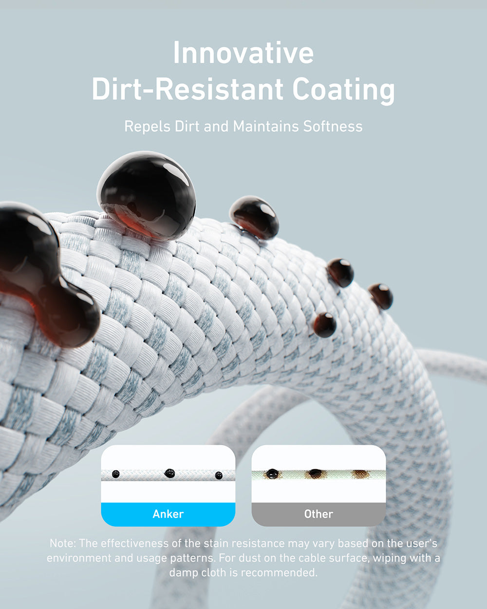 Anker Zolo USB C to USB C Cable, Braided and Dirt-Free Type C Fast Charging Cable, Slim Connector, for iPhone 15 Series, Samsung 240W