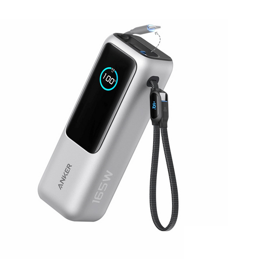 Anker Laptop Power Bank Smart Digital Display Touch 25.000mAh Triple 100W USB-C ports 165W GaN Fast Charging PPS PD 3.0 UFCS Built-in and Retractable Cables iPhone, MacBook, Samsung Steam Deck DJI Flight safe