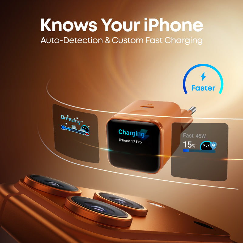 Anker Nano 45W Adapter Gan Fast Charging Charger USB-C Port Digital Display for iPhone 15 16 17 Series iPad Samsung - A121D