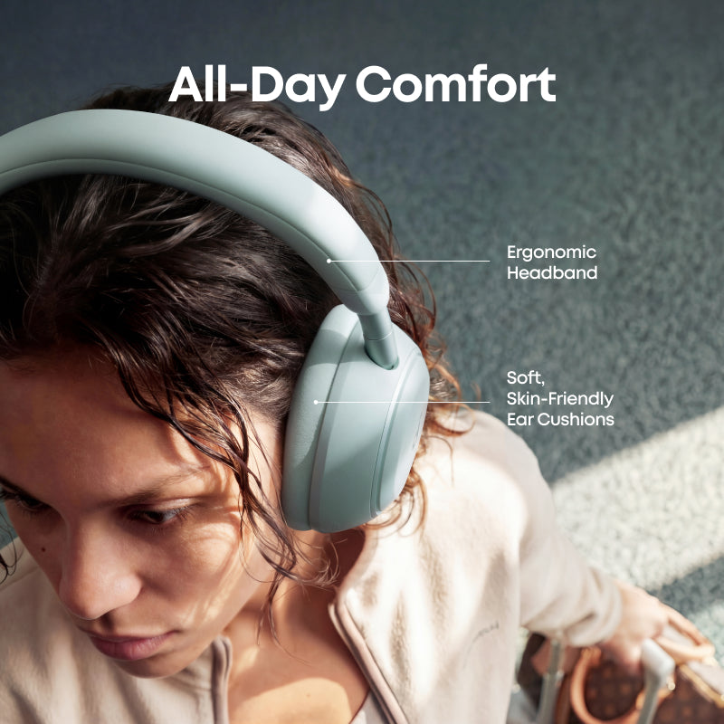 Soundcore Space 2 by Anker Active Noise Cancelling ANC Headphones Comfortable Fit 50H Playtime LDAC Hi-Res Wireless Audio Dual Connection Clear Calls Bluetooth 6.1 Nap Mode Wearing Detection - D1402