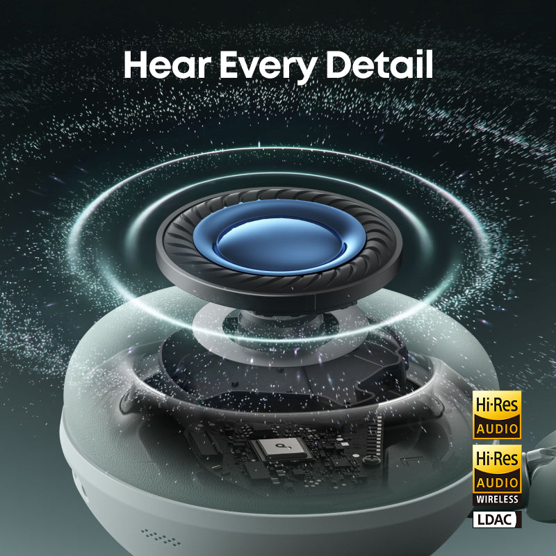 Soundcore Space 2 by Anker Active Noise Cancelling ANC Headphones Comfortable Fit 50H Playtime LDAC Hi-Res Wireless Audio Dual Connection Clear Calls Bluetooth 6.1 Nap Mode Wearing Detection - D1402