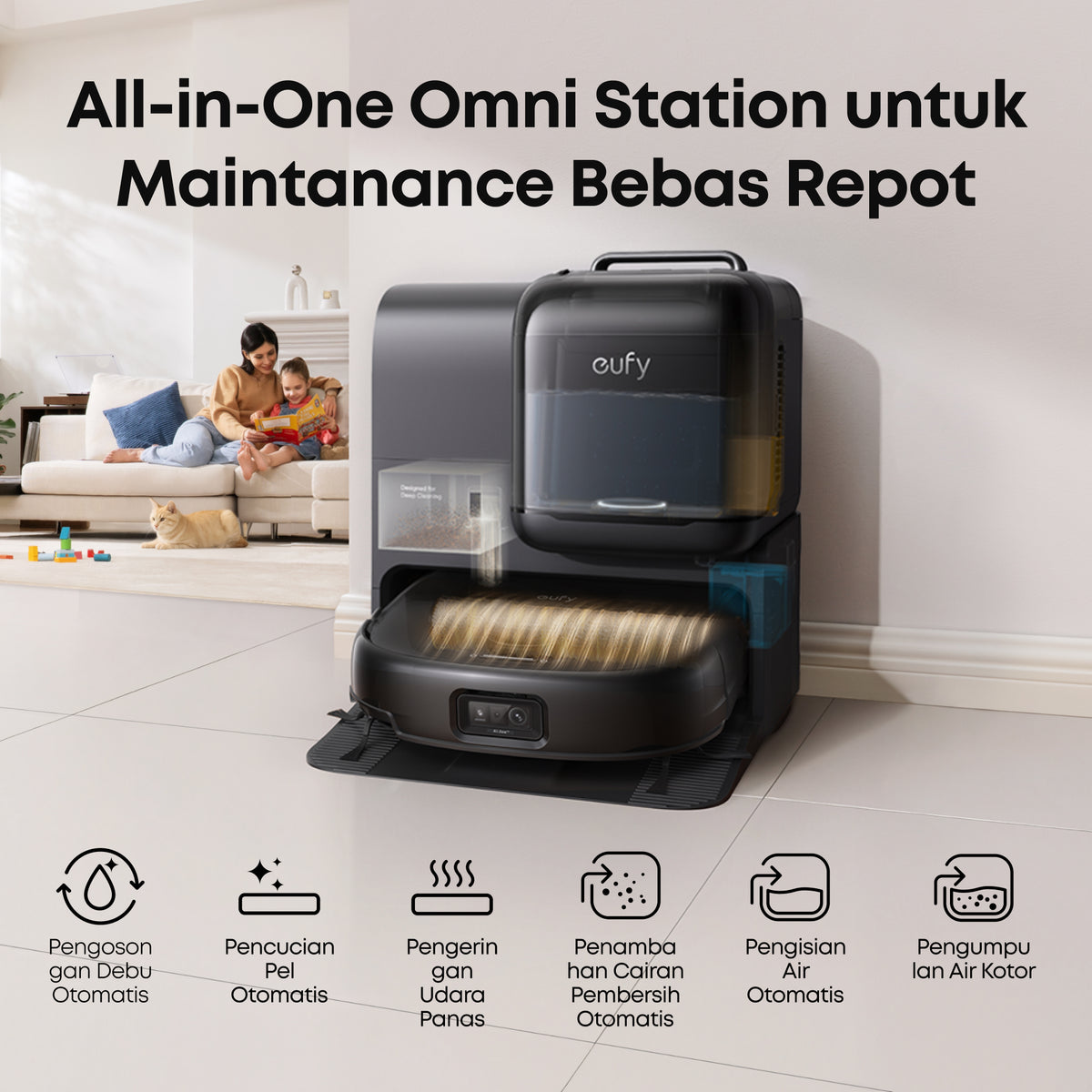 Eufy E28 Omni Robot Vacuum 20,000 Pa Suction Roller Mop with HydroJet System Portable Carpet for Deep Cleaning All-in-One Mop Combo Zero-Tangling Corner-to-Edge Cleaning - T2352