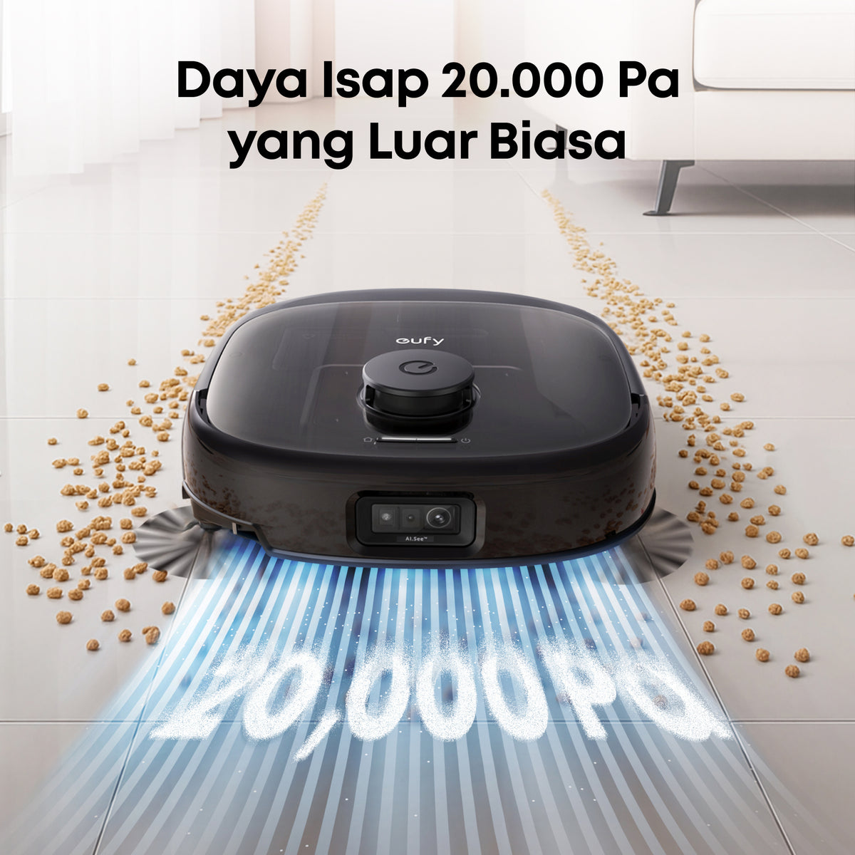 Eufy E28 Omni Robot Vacuum 20,000 Pa Suction Roller Mop with HydroJet System Portable Carpet for Deep Cleaning All-in-One Mop Combo Zero-Tangling Corner-to-Edge Cleaning - T2352