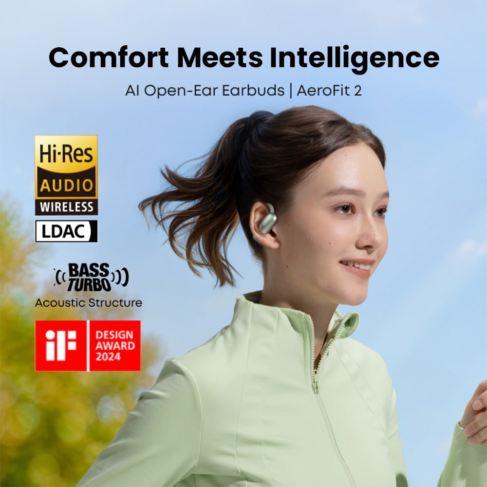 Soundcore by Anker AeroFit 2 OWS Hi-Res Wireless Audio AI Translation LDAC Bluetooth 5.4 IP55 AI Clear Calls Open Ear Adjustable Ear Hooks Snug Fit and Rich Bass - A3874