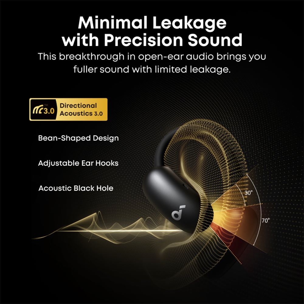 Soundcore by Anker AeroFit 2 OWS Hi-Res Wireless Audio AI Translation LDAC Bluetooth 5.4 IP55 AI Clear Calls Open Ear Adjustable Ear Hooks Snug Fit and Rich Bass - A3874