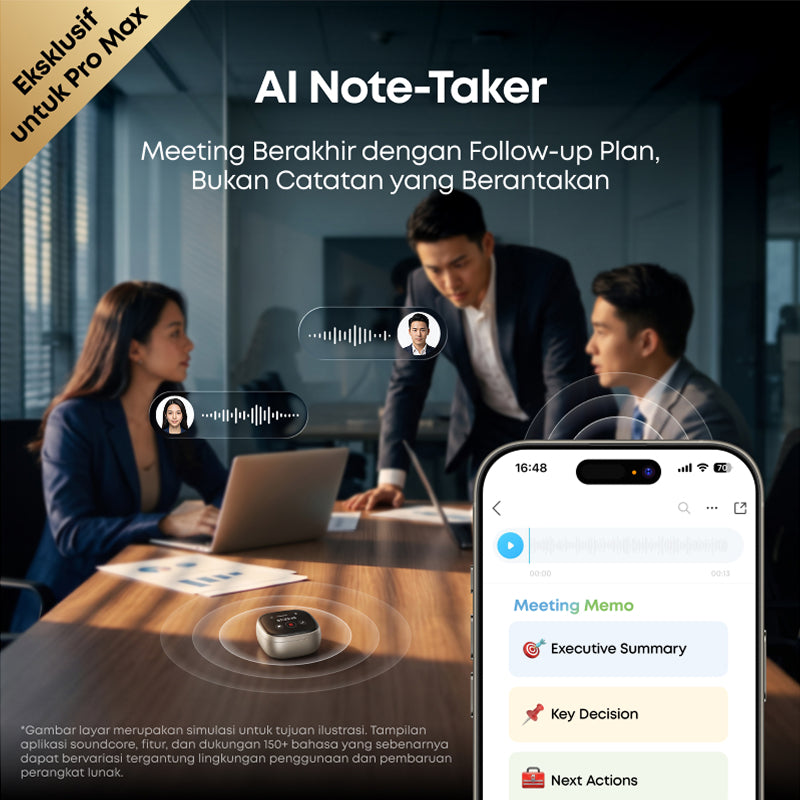 Soundcore Liberty 5 Pro Max Wireless Earbuds AI Note-Taker for in-Person Meetings Whisper-Clear Calls ANC Active Noise Cancelling 1.78" AMOLED Smart Case - D1204