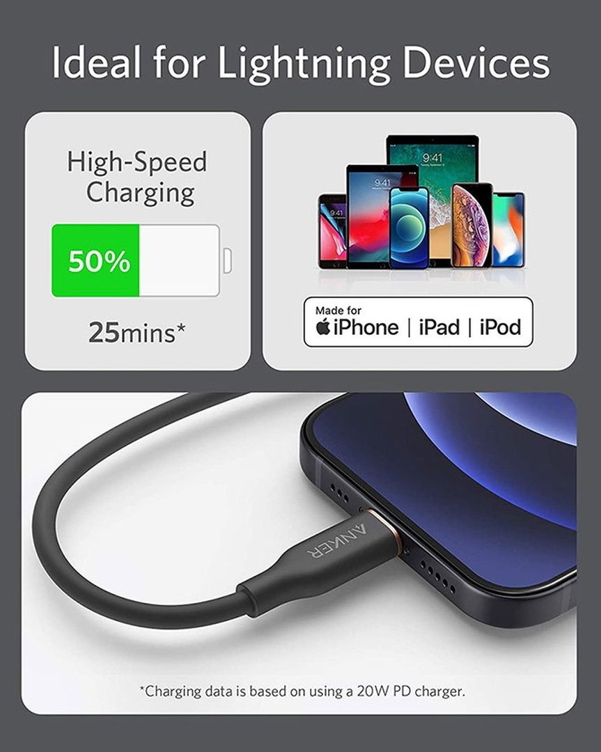 Anker PowerLine III Flow USB-C to Lightning kabel 3ft/0.9m